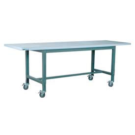 Stackbin Corporation P9636-1012-GY Stackbin 1012 Series Extra Long Mobile Workbench, 96 x 36", Adjustable Height, Laminate Square Edge image.