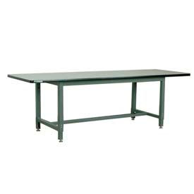 Stackbin Corporation P9636-T-1005-GY Stackbin 1005 Series Extra Long Workbench, 96 x 36", Adjustable Height, Laminate Square Edge, Gray image.