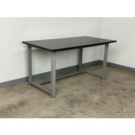 Stackbin® 1005 Adjustable Height Workbench 60 x 36" Lab Grade Phenolic Beveled Edge Gray 