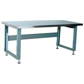 Stackbin Corporation S4830-4000-E-GY Stackbin 4000 Series Workbench, Hardboard Over Stainless Steel Top & Power Lift, 48"W x 30"D, Gray image.