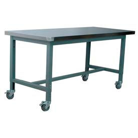 Stackbin Corporation S4836-1012-GY Stackbin 1012 Series Workbench, Hardboard Over Stainless Steel Top, 48"W x 36"D, Gray image.