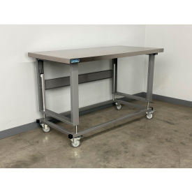 Stackbin® 2500 Electric Hydro Lift Mobile Workbench with Stainless Skin Top 72"W x 36"D Gray 