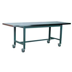 Stackbin Corporation S9636-1012-GY Stackbin 1012 Series Workbench, Hardboard Over Stainless Steel Top, 96"W x 36"D, Gray image.