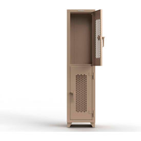 Strong Hold® 2-Tier 2 Door Extra HD Ventilated Locker 18"W x 18"D x 75"H Beige Assembled 