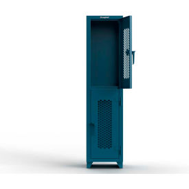 Strong Hold® 2-Tier 2 Door Extra HD Ventilated Locker 18"W x 18"D x 75"H Blue Assembled 
