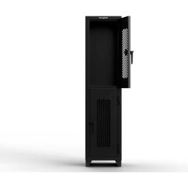 Strong Hold® 2-Tier 2 Door Extra HD Ventilated Locker 18"W x 18"D x 75"H Black Assembled 