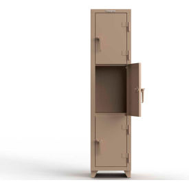 Strong Hold® 3-Tier 3 Door Extra Heavy Duty Locker 18"W x 18"D x 75"H Beige Assembled 