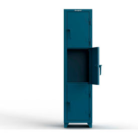 Strong Hold® 3-Tier 3 Door Extra Heavy Duty Locker 18"W x 18"D x 75"H Blue Assembled 
