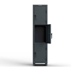 Strong Hold® 3-Tier 3 Door Extra Heavy Duty Locker 18"W x 18"D x 75"H Dark Gray Assembled 