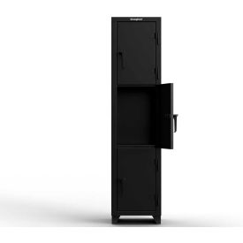 Strong Hold® 3-Tier 3 Door Extra Heavy Duty Locker 18"W x 18"D x 75"H Black Assembled 