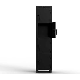 Strong Hold® 4-Tier 4 Door Extra Heavy Duty Locker 18"W x 18"D x 75"H Black Assembled 