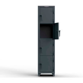 Strong Hold Products 1.66-4D-18-4T-L StrongHold® 4-Tier 4 Door Extra Heavy Duty Locker, 18"W x 18"D x 75"H, Gray, Assembled image.