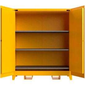 Strong Hold® Flammable Safety Cabinet Self Close 120 Gallon Cap. 59"W x 34"D x 70"H Yellow 