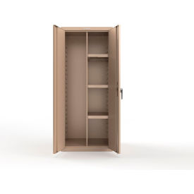 Strong Hold® Heavy Duty Janitorial Cabinet w/ 3 Half Shelves 30"W x 24"D x 72"H Beige 