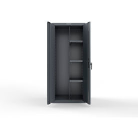 Strong Hold® Heavy Duty Janitorial Cabinet w/ 3 Half Shelves 30"W x 24"D x 72"H Dark Gray 