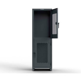 Strong Hold® 2-Tier 2 Door Extra HD Ventilated Locker 24"W x 24"D x 75"H Dark Gray Assembled 