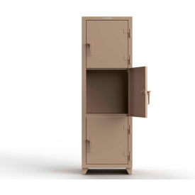 Strong Hold® 3-Tier 3 Door Extra Heavy Duty Locker 24"W x 24"D x 75"H Beige Assembled 