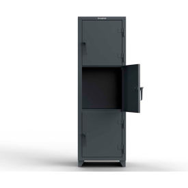 Strong Hold® 3-Tier 3 Door Extra Heavy Duty Locker 24"W x 24"D x 75"H Dark Gray Assembled 