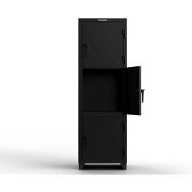 Strong Hold® 3-Tier 3 Door Extra Heavy Duty Locker 24"W x 24"D x 75"H Black Assembled 