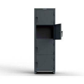 Strong Hold® 4-Tier 4 Door Extra Heavy Duty Locker 24"W x 24"D x 75"H Dark Gray Assembled 