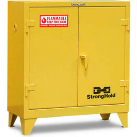 Strong Hold® Flammable Safety Cabinet Manual Close 30 Gallon Cap. 44"W x 18"D x 49"H Yellow 