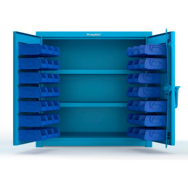 Strong Hold® Extra Heavy Duty Cabinet with 3" Legs 40 Blue Bins 36"W x 24"D x 36"HLight Blue