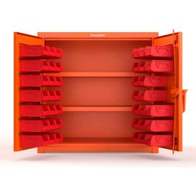 Strong Hold® Extra Heavy Duty Cabinet with 3" Legs 40 Red Bins 36"W x 24"D x 36"H Orange