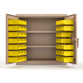 Strong Hold® Extra Heavy Duty Cabinet with 3" Legs 40 Yellow Bins 36"W x 24"D x 36"H Beige