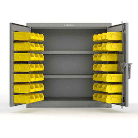 Strong Hold® Extra Heavy Duty Cabinet w/ 3" Legs 40 Yellow Bins 36"W x 24"D x 36"HDusty Gray