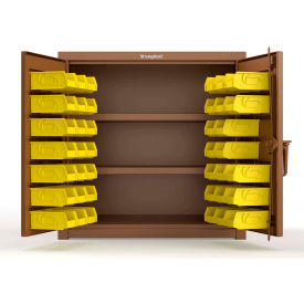 Strong Hold® Extra Heavy Duty Cabinet with 3" Legs 40 Yellow Bins 36"W x 24"D x 36"H Brown