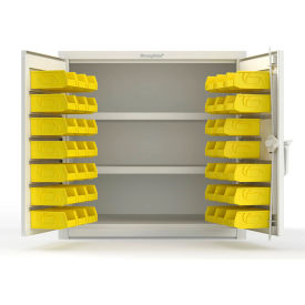 Strong Hold® Extra Heavy Duty Cabinet with 3" Legs 40 Yellow Bins 36"W x 24"D x 36"H White