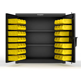 Strong Hold® Extra Heavy Duty Cabinet with 3" Legs 40 Yellow Bins 36"W x 24"D x 36"H Black