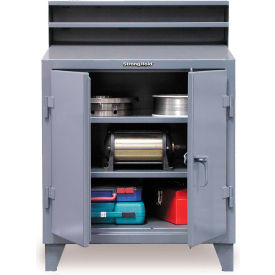 Strong Hold Products 34-SD-282 StrongHold Shop Desk, 2 Shelves, Pigeonhole Compartment Riser, 36"W x 28"D, Dark Gray image.