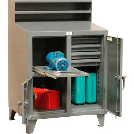 Strong Hold Products 34-SD-DS-280-4DB-1SOS StrongHold Shop Desk Combo, 36"W x 28"D, Gray image.