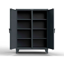 Strong Hold® Double Shift Storage Cabinet with 6 Shelves 12 Gauge36"W x 24"D x 66"HDark Gray 