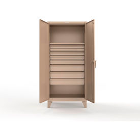 Strong Hold® Extreme Duty Cabinet with 8 Drawers 1 Shelf 36"W x 24"D x 78"H Beige 
