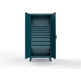 Strong Hold® Extreme Duty Cabinet with 8 Drawers 1 Shelf 36"W x 24"D x 78"H Blue 