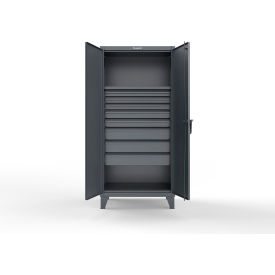 Strong Hold® Extreme Duty Cabinet with 8 Drawers 1 Shelf 36"W x 24"D x 78"H Dark Gray 