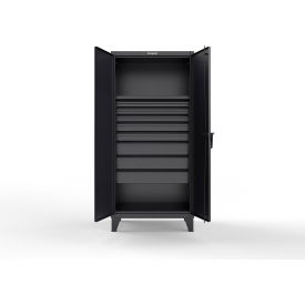 Strong Hold® Extreme Duty Cabinet with 8 Drawers 1 Shelf 36"W x 24"D x 78"H Black 