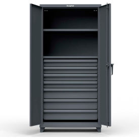 Strong Hold Products 36-242-7DB-L-RAL7024 Stronghold Industrial Cabinet With 7 Drawers 36"W x 24"D x 75"H , Dark Gray image.