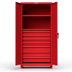 Strong Hold Products 36-242-7DB-L-RAL3001 Stronghold Industrial Cabinet With 7 Drawers 36"W x 24"D x 75"H , Red image.
