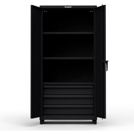 Strong Hold Products 36-243-3DB-L-RAL9005 Stronghold Industrial Cabinet with 3 Drawers 36"W x 24"D x 75"H , Black image.