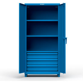 Strong Hold Products 36-243-3DB-L-RAL5001 Stronghold Industrial Cabinet with 3 Drawers 36"W x 24"D x 75"H , Blue image.