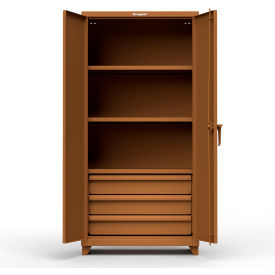 Strong Hold Products 36-243-3DB-L-RAL8008 Stronghold Industrial Cabinet with 3 Drawers 36"W x 24"D x 75"H , Brown image.