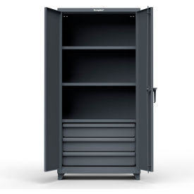 Strong Hold Products 36-243-3DB-L-RAL7024 Stronghold Industrial Cabinet with 3 Drawers 36"W x 24"D x 75"H , Dark Gray image.