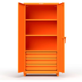 Strong Hold Products 36-243-3DB-L-RAL2009 Stronghold Industrial Cabinet with 3 Drawers 36"W x 24"D x 75"H , Orange image.