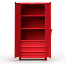 Strong Hold Products 36-243-3DB-L-RAL3001 Stronghold Industrial Cabinet with 3 Drawers 36"W x 24"D x 75"H , Red image.