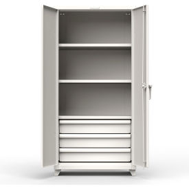Strong Hold Products 36-243-3DB-L-RAL9003 Stronghold Industrial Cabinet with 3 Drawers 36"W x 24"D x 75"H , White image.
