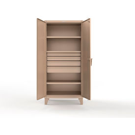 Strong Hold® Extreme Duty Cabinet with 4 Drawers 3 Shelves - 36"W x 24"D x 72"H Beige 
