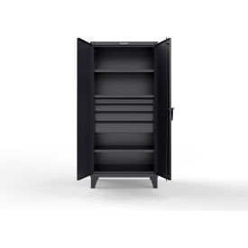 Strong Hold® Extreme Duty Cabinet with 4 Drawers 3 Shelves 36"W x 24"D x 78"H Black 